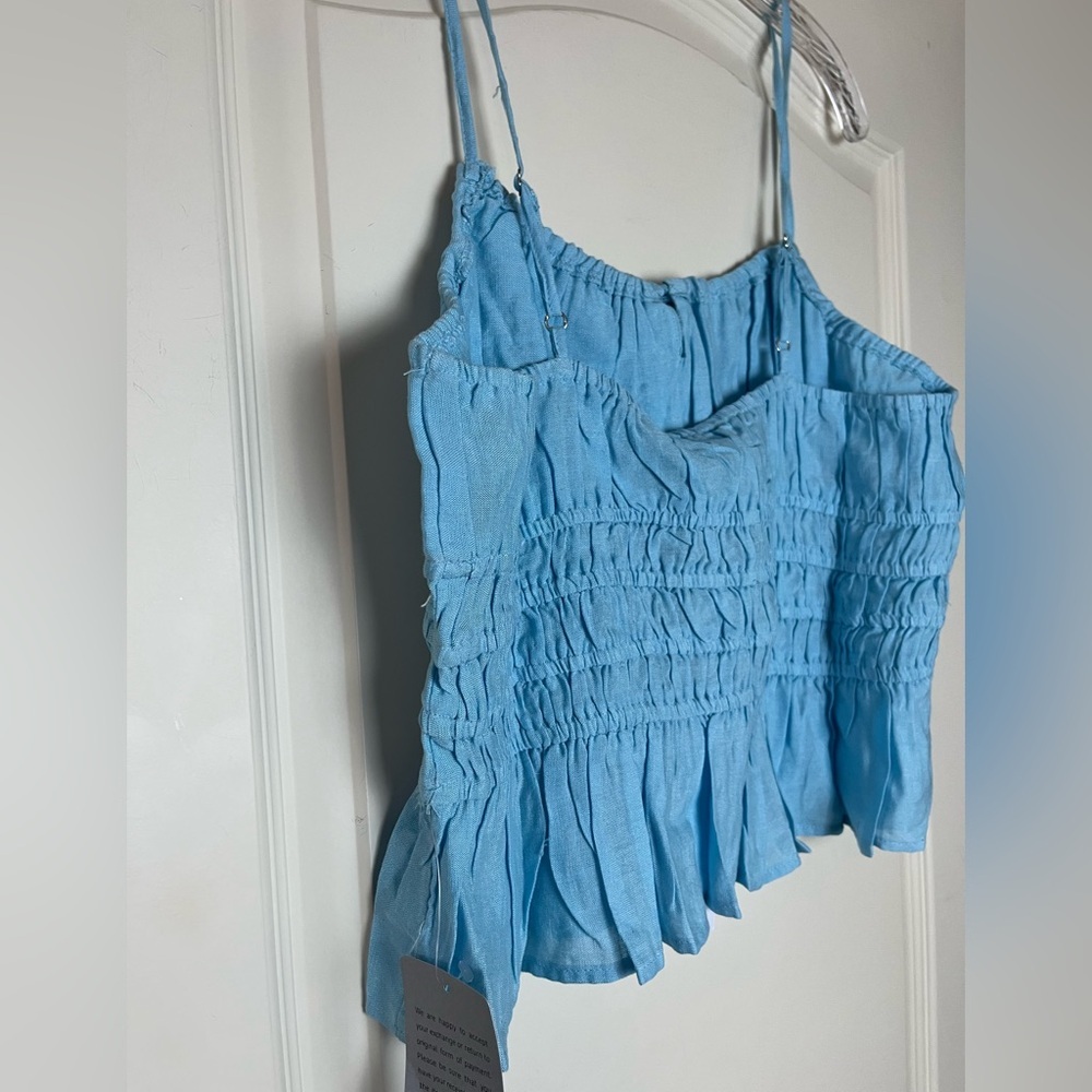 Nordstrom NSR Designer Light Blue Smocked Adjustable Top Juniors Medium - Picture 10 of 16